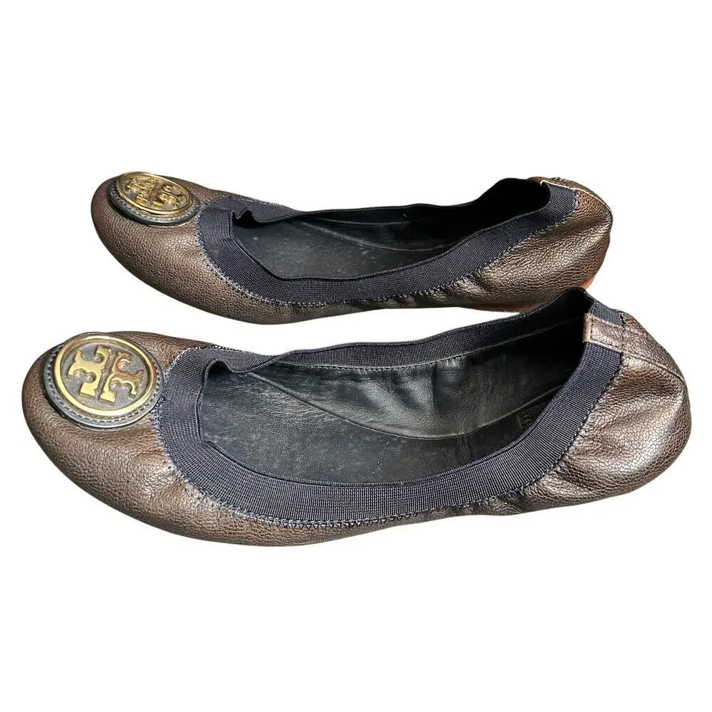 Tory Burch Leather Ballerina Flats Womens 7.5 School College Academia Workwear
